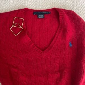 Vintage Ralph Lauren Fleece wool unite cropped v-neck